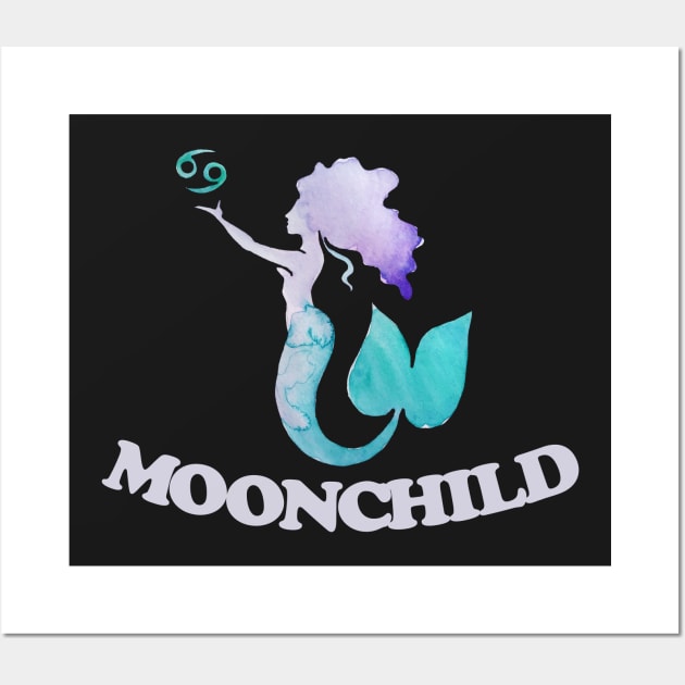 MoonChild Mermaid Zodiac Cancer symbol Wall Art by bubbsnugg